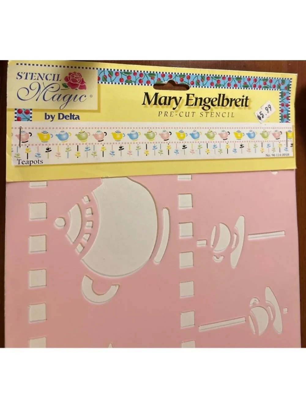 Mary Engelbreit Stencil Magic Pre-Cut Stencil Teapot Border Design New Old Stock